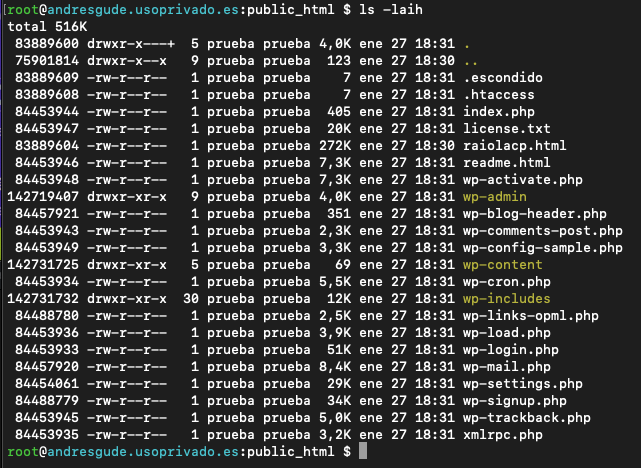 Parámetros del comando ls de Linux