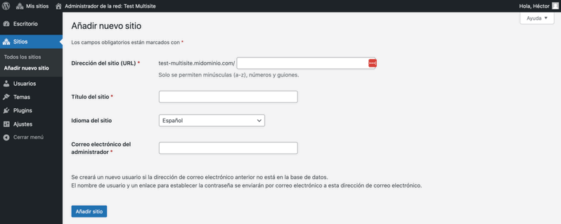 Configuracion inicial Multisite