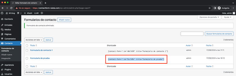 shortcode cotact form 7