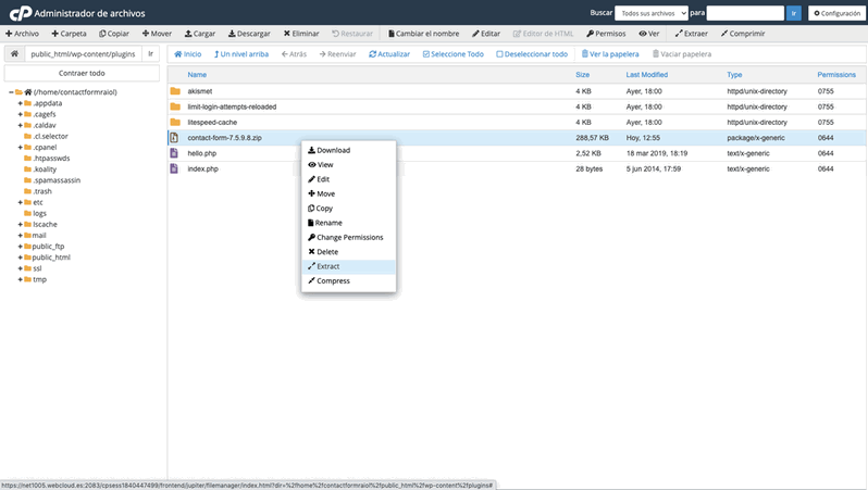 instalar contact fotm 7 desde ftp