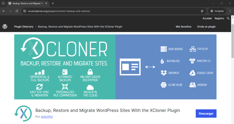 XCloner WordPress