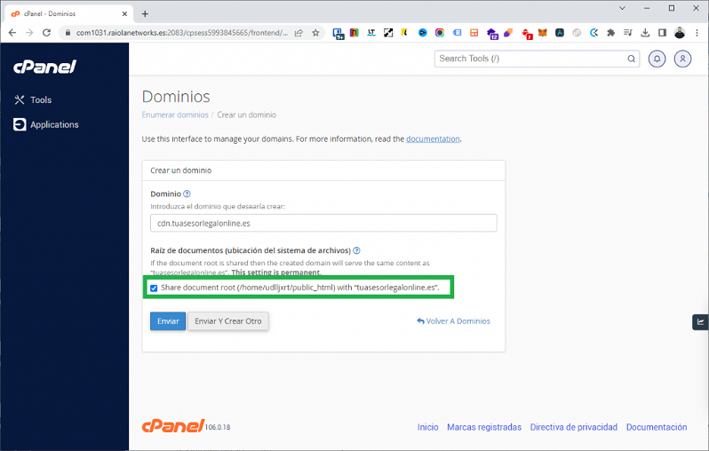 cpanel alias hosting dominios