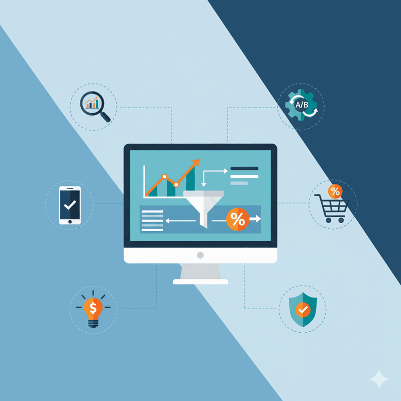 Ilustración de Optimización de la Tasa de Conversión (CRO)