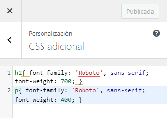 css personalizado para Google Fonts en WordPress