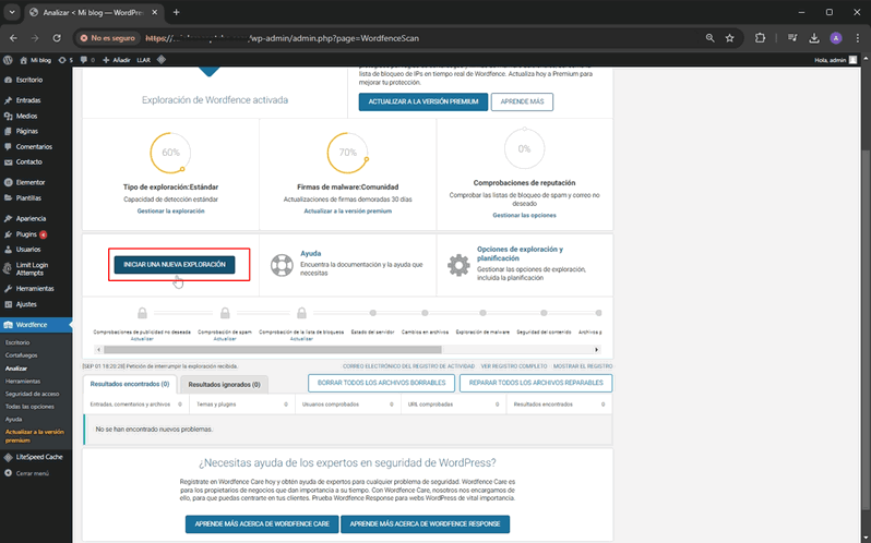 análisis desde Wordfence