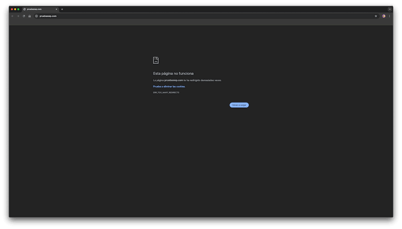 ERR_TOO_MANY_REDIRECTS en Chrome