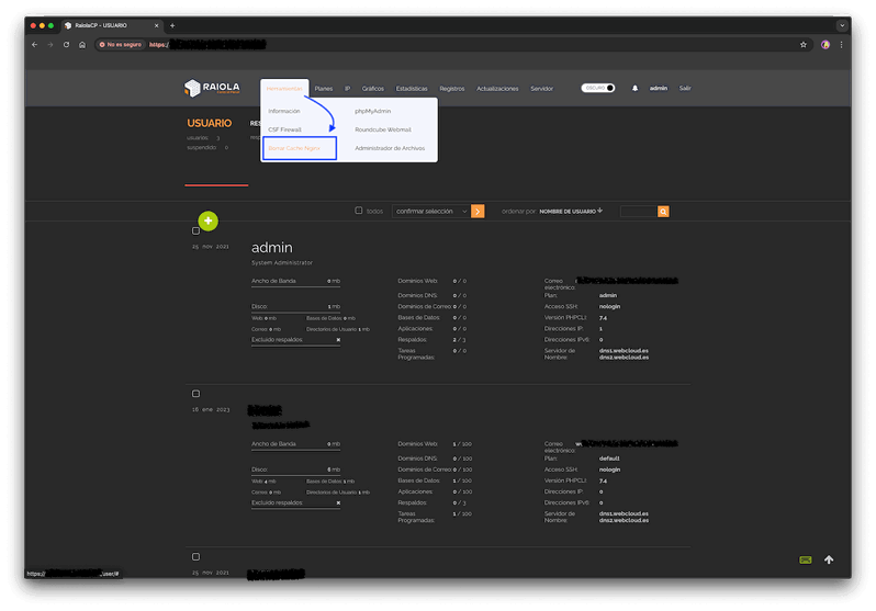 Borrar caché Nginx