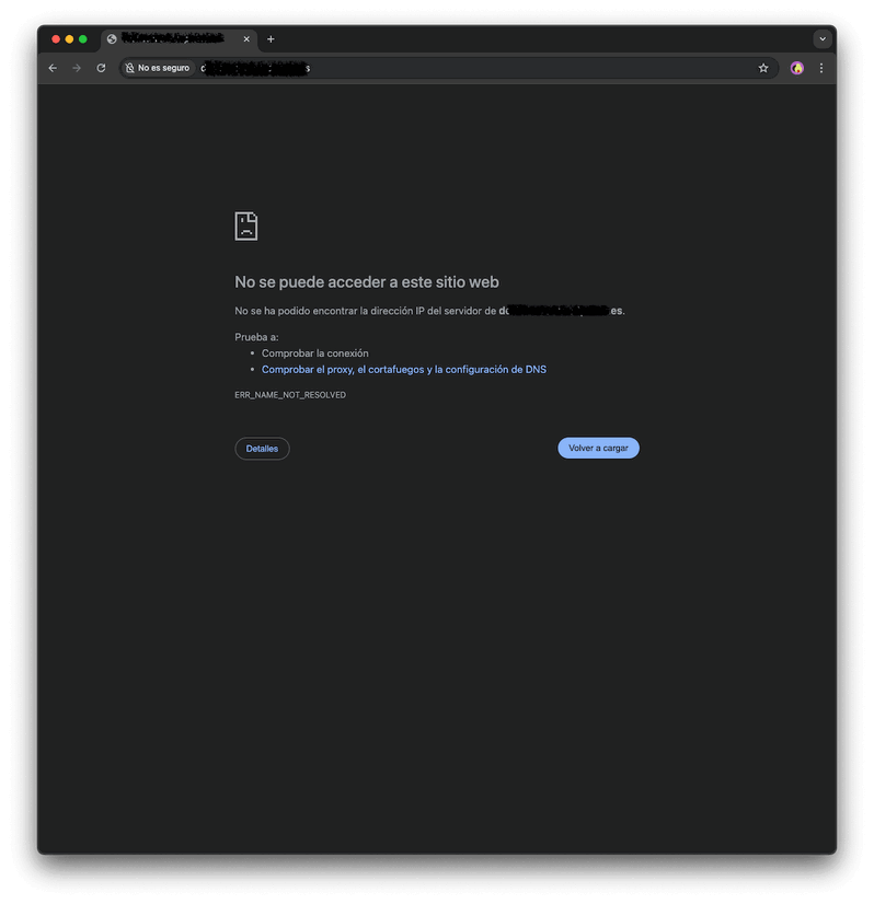 Error ERR_NAME_NOT_RESOLVED en el navegador Error de resolución DNS ERR_NAME_NOT_RESOLVED en Chrome