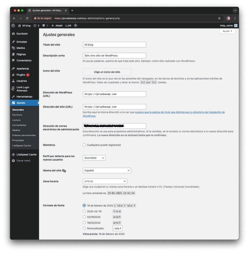 Revisar ajustes de las URL de WordPress para error HTTP 302