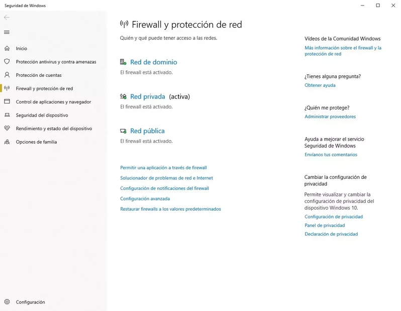 Deshabilitar el firewall en Windows para solucionar err_connection_timed_out