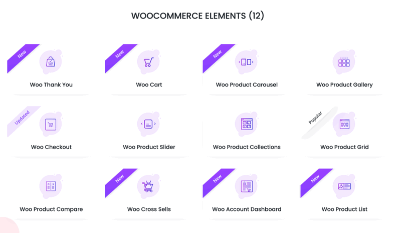 Widgets de Essential addons for WooCommerce