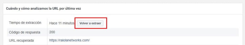 Botón de Volver a extraer refresca los metadatos del enlace