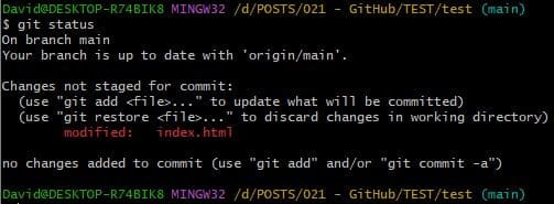 El comando "git status" sirve para ver en que estado se encuentran los archivos de tu repositorio.