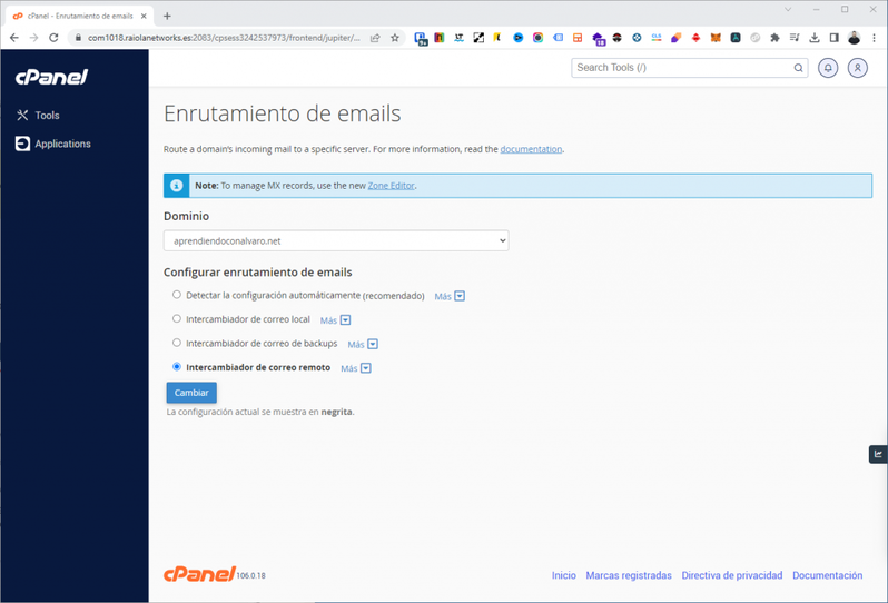 correo electrónico google registros cpanel gmail