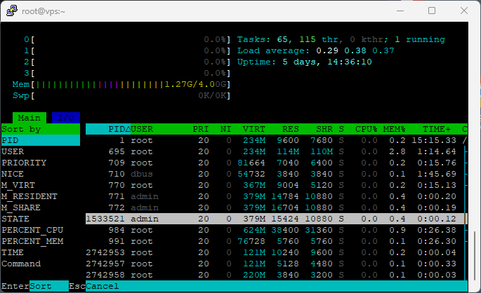 htop servidor dedicado linux