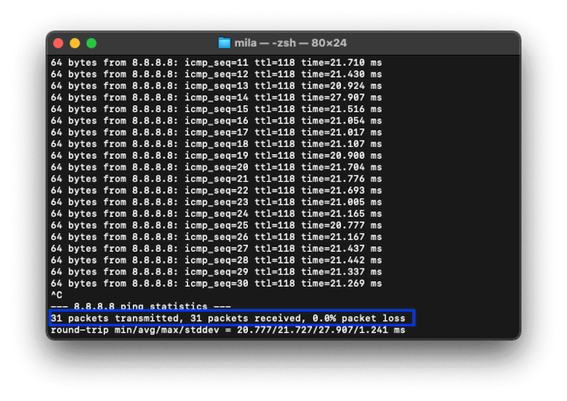 utilizar la terminal para lanzar un ping y solucionar error 408