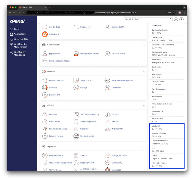 Comprobar estado del servidor en cPanel para solucionar error 408