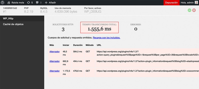 Plugins de depuración: Debug Bar y Query Monitor