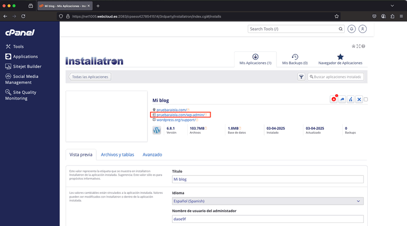 Loguearse en WordPress desde cPanel