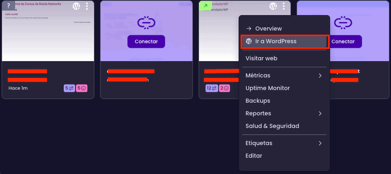 "Ir a WordPress" desde Modular DS