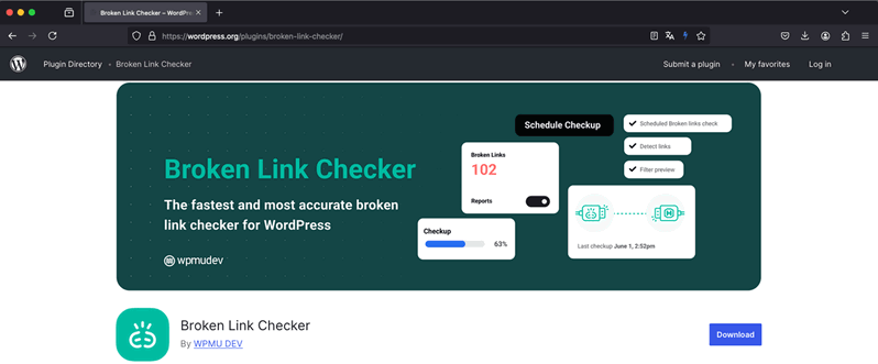 Broken Link Checker mantenimiento de WordPress