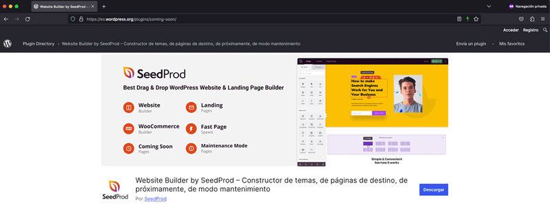 mantenimiento Website Builder by SeedProd