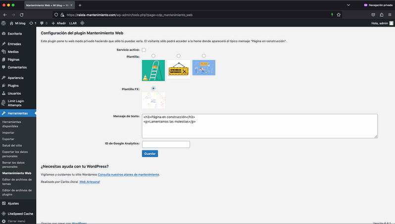 Plugin Mantenimiento web