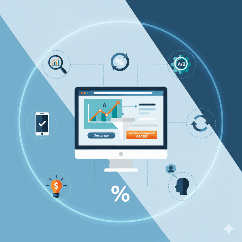 Ilustración que representa el proceso de Optimización de la Tasa de Conversión (CRO)