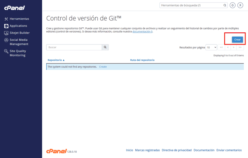 crear y gestionar gestiones de git en cpanel