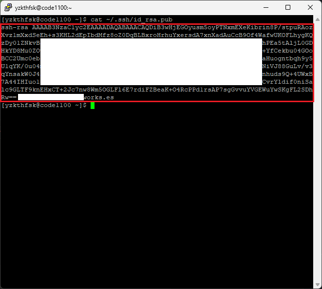 clave ssh cpanel ejemplo