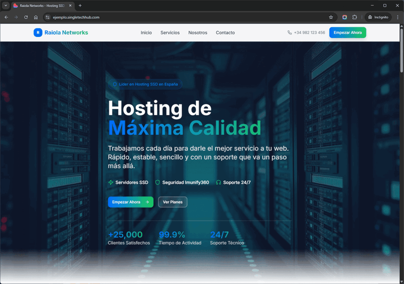 proyecto lovable funcionando en hosting de raiola networks