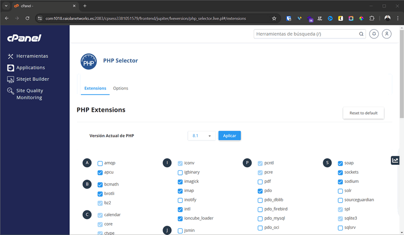 módulos de php cpanel