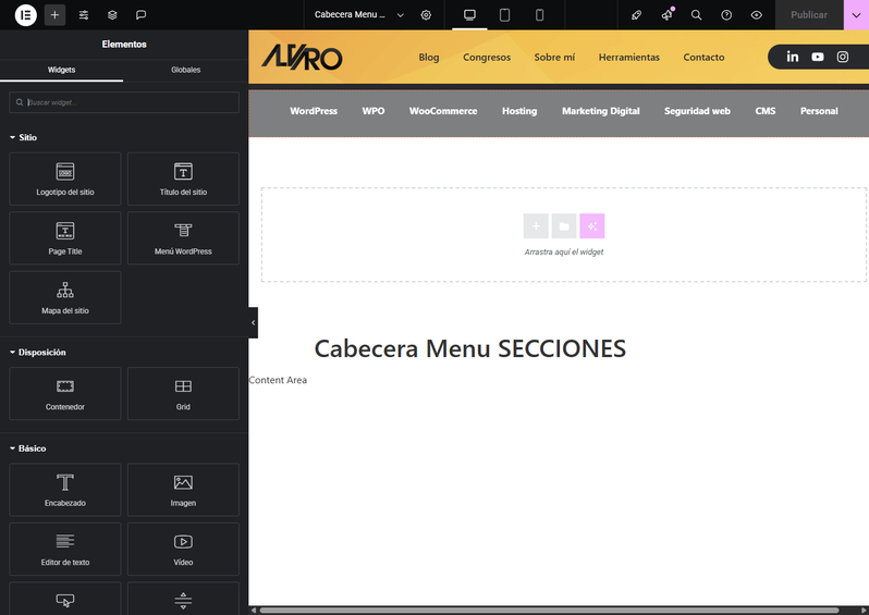 theme builder elementor
