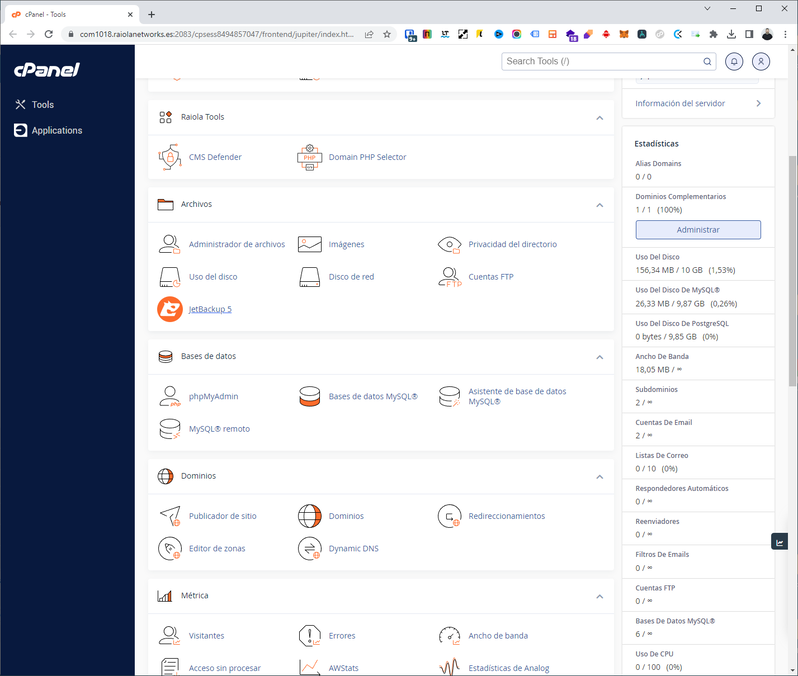 Utilizar phpMyAdmin en cPanelk