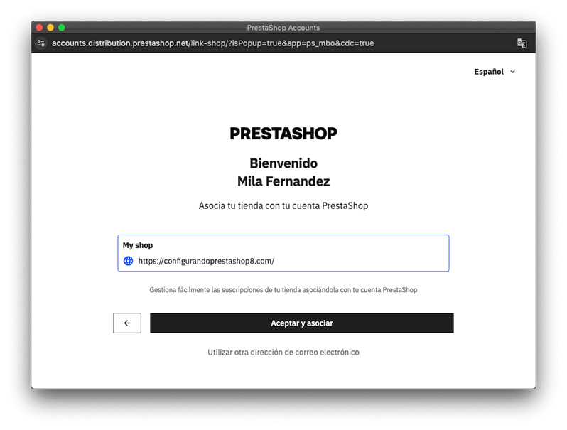 vincular nuestra tienda de Prestashop Addons