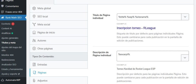 Configurar título y descripción social en Rank Math