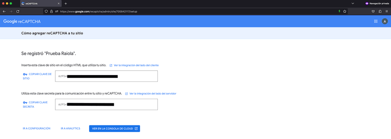 versión v3 Api Key reCaptcha