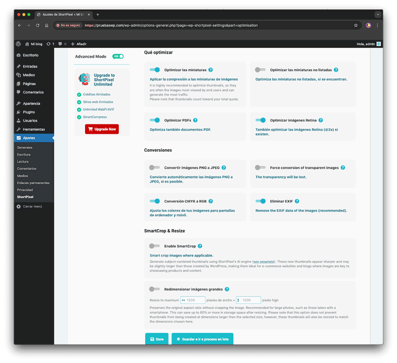 optimizar contenido con shortpixel