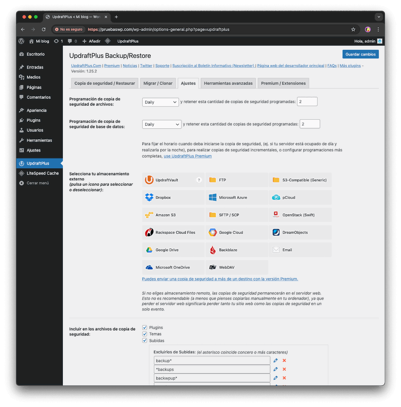 UpdraftPlus plugin de copia de seguridad para WordPress