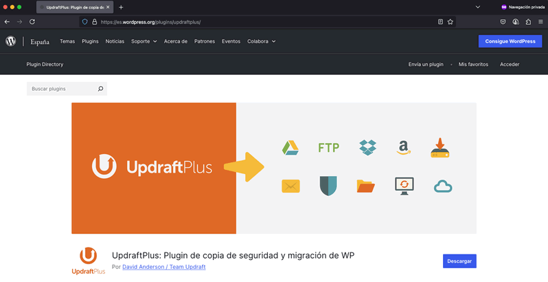 Instalación de Updraftplus