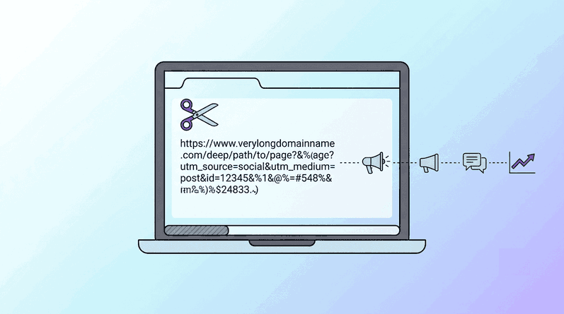 Comparación visual de una URL larga y una URL corta