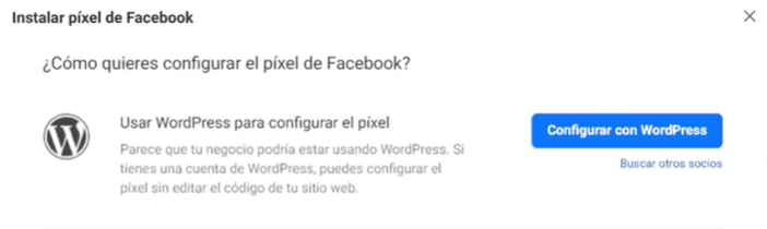 usar wordpress para configurar pixel facebook