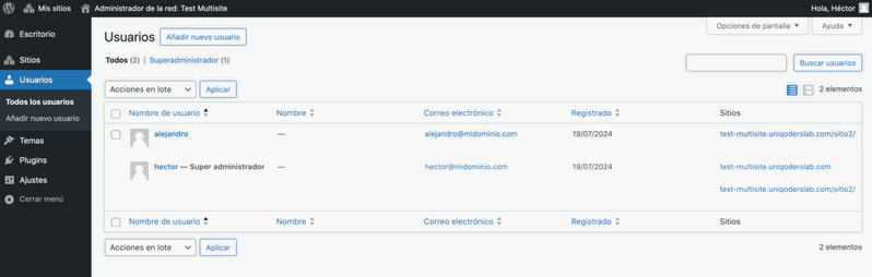 Usuarios WP Multisite