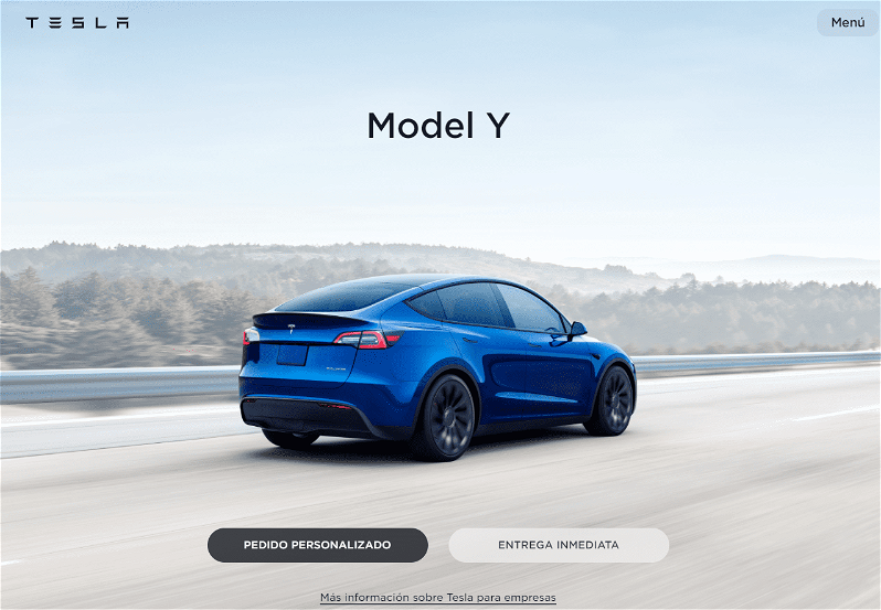 Homepage de Tesla Motors, creada con Drupal