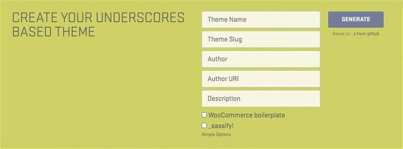 WordPress Theme Boilerplate Underscores opciones