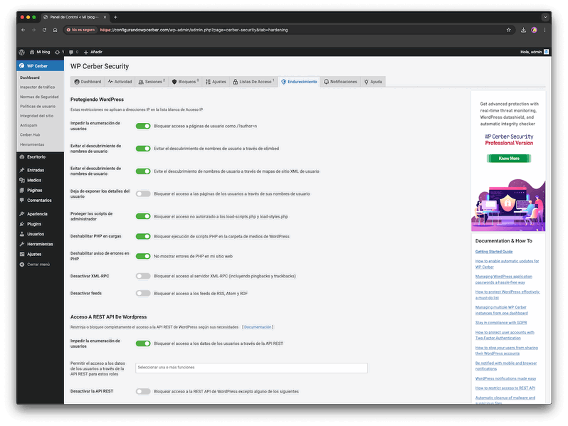 Endurecimiento wp cerber
