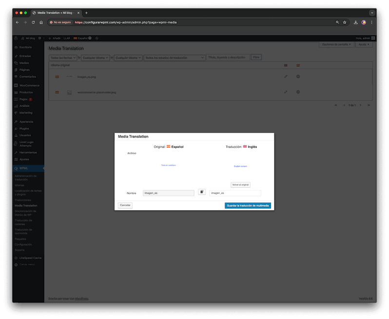 traducción de medio WPML