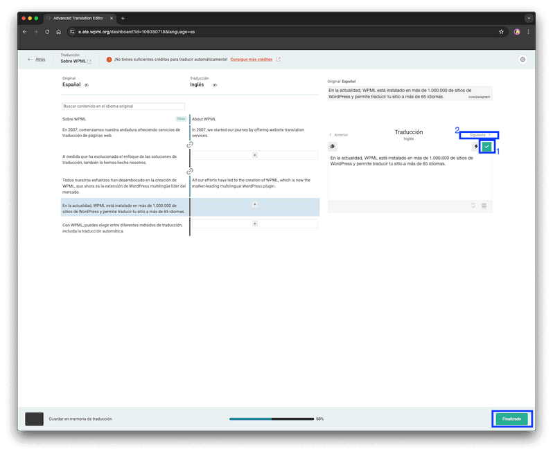 editor de traducción de WPML