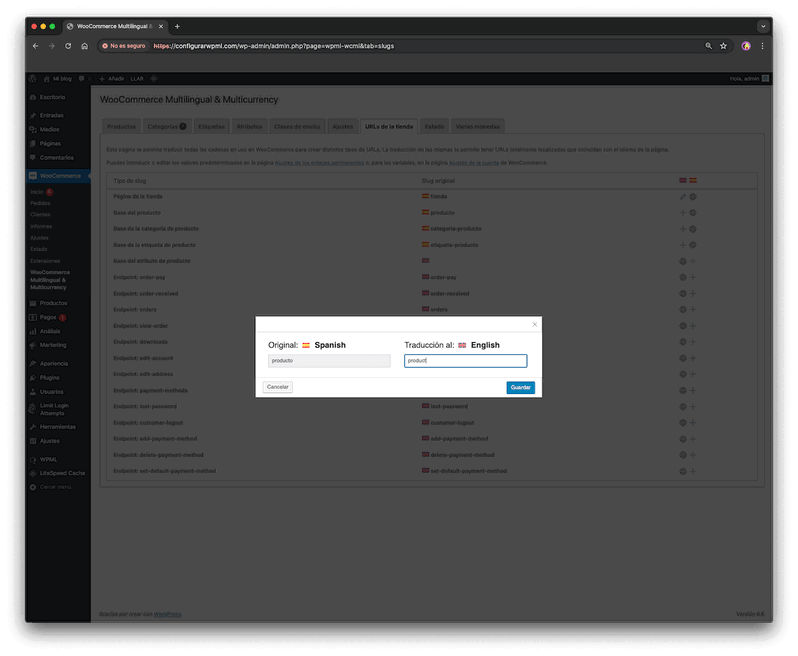 Ajustar Enlaces permanentes con WPML y WooCommerce