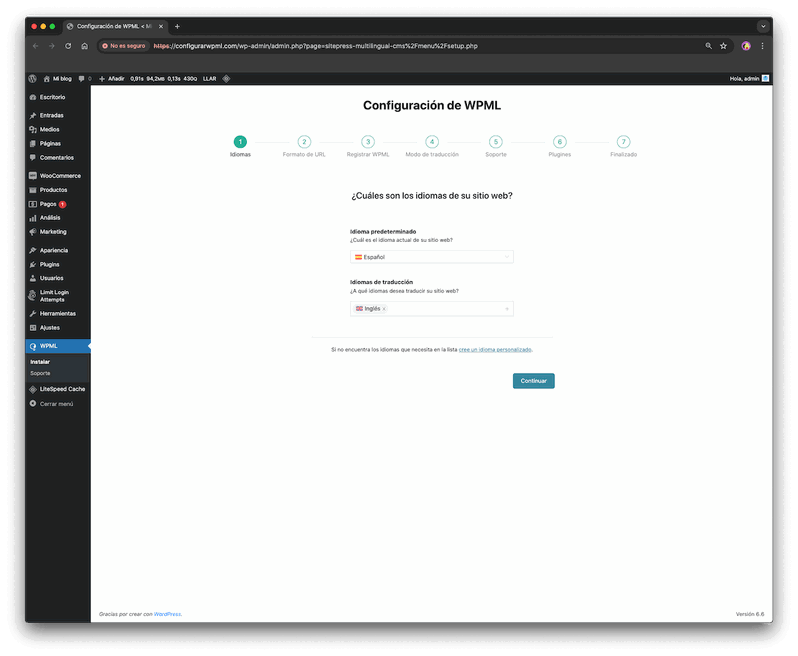 Configuración de idiomas WPML